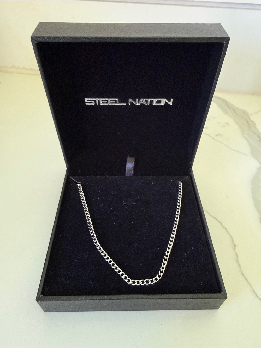(NWT) Steel Nation® Black Ion-Plated Stainless Steel Box Link Necklace
